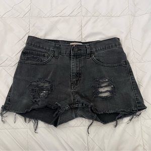 Levi's 501 Medium Black Cut Off Denim Shorts Size 28